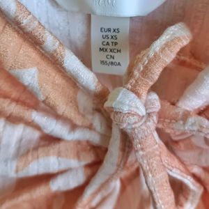 H&M Orange & White ribbed Bodycon Dress