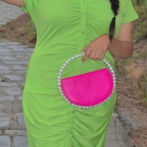 Circular Pearl Handle Sling Bag