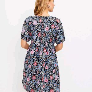 Loft Tall Spring Bloom Button Swing Dress