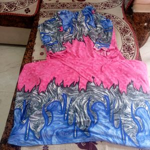 Beautiful Blue And Pink Designer Maxi Kurti