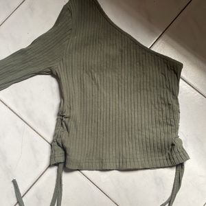 Sage Green One Sided Crop Top