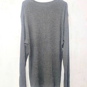 Grey Ribbed Sweatshirt Full sleeved