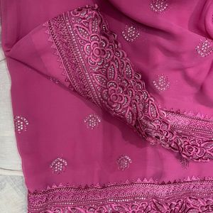 Pink Chiffon Party Saree