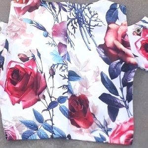 Floral Shoulder Cut Crop Top