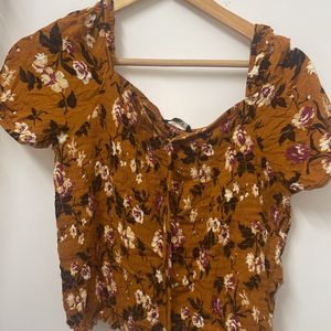 Rusty Orange Smocked Crop Top (ONLY)