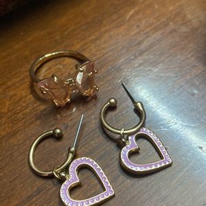 Accessorize Heart Shape Earrings With Ring