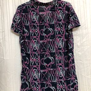 Blue Short Sleeve Top For Women