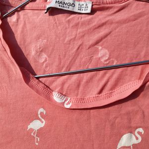 White Flamingo Print Pink T-Shirt