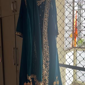 Green Ethnic Long Party Gown