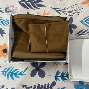 Brown Mid Calf Warm Winter Boots