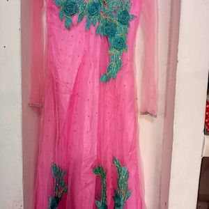 🎉party Wear Pink Frock Suit With Duppta