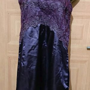 Purple Alter Neck Lace Party Wear Dress.