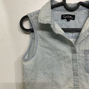 Vintage Denim Sleeveless Blouse