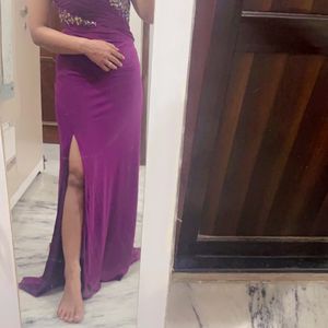 Purple Color One Shoulder Dress