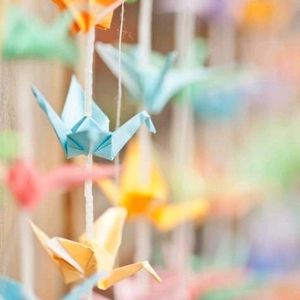 Colorful Paper Crane Hanging