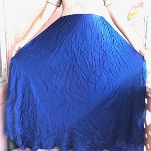 Blue Satin Gown With Siquen Choli