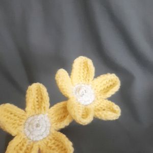 Two Yellow Crochet Flowers