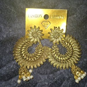 Golden Oxidised Earings