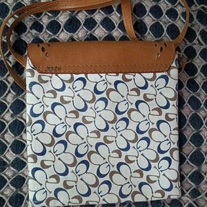 Sling Bag White And Wooden Color