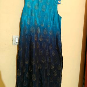 Sleeveless Festive Blue Kurta