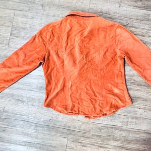 Corduroy Shirt/Jacket: Orange: Large