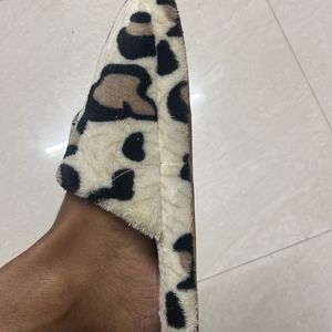 Leopard Print Fur Flip flops