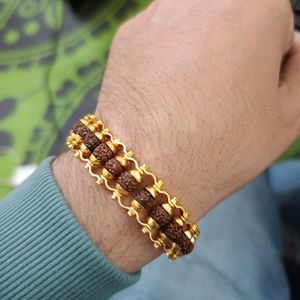 Gold plated 5 Mukhi Rudraksha Bracelet