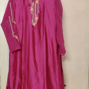 Wine Purple Kurta With Slight Work