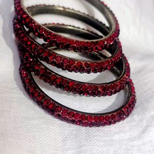 Beautiful Maroon Stone Bangles