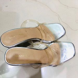 Sneak a Peek Beige Transparent Heels