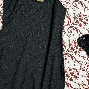 Anouk Ethnic Black Embroidered Kurti