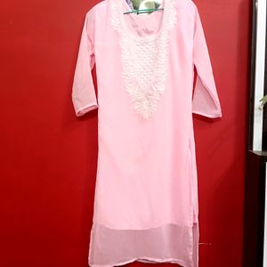 Baby Pink Chikankari Kurti