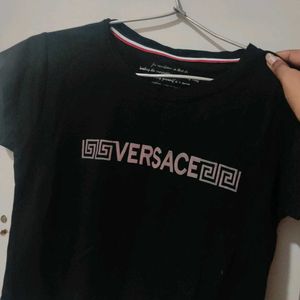 Versace Black Cropped Tshirt