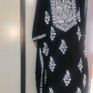 Black N White Chickenkari Kurti