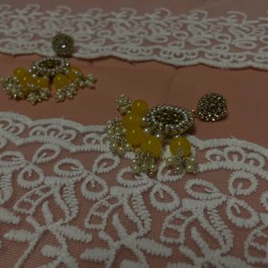 Yellow Kundan Earring