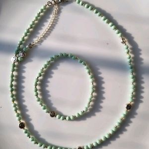 Green Smiley Combo of A Necklace &  Bracelet