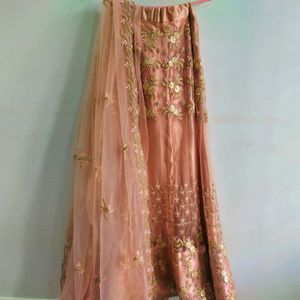 Soft Peach And Gold Lehenga