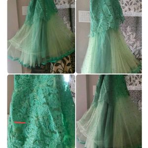 Bridal Glitter Gown Peacock Design See Green