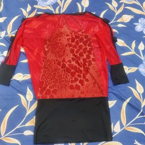 Red top with leapord print joint inner size L