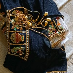 Black Rajasthani Work Saari