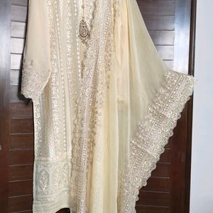 Women Embroidered Chikankari Semi Stitched Fabric