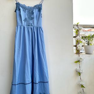 Contrast Lace Cami Dress XL Blue