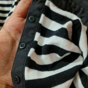 2 black n white striped oversized polo tshirt