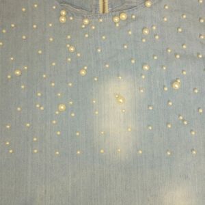 Beautiful Denim Tunic With Pearl Work