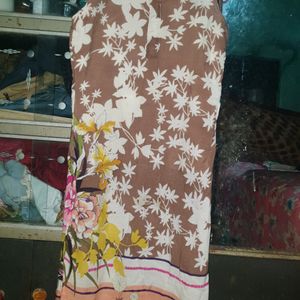 White Printed Casual Round Straight Cut Kurti