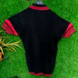 Men's Black And Combination High Neck Tshirt