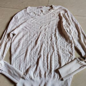 White Ribbed Sweatshirt