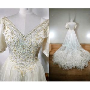 Vintage Ruffled Wedding Dress