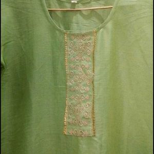 Lime Green Kurta With Embroidery