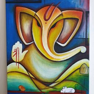 Two Beautiful Acrylic Ganesha Painting Combo